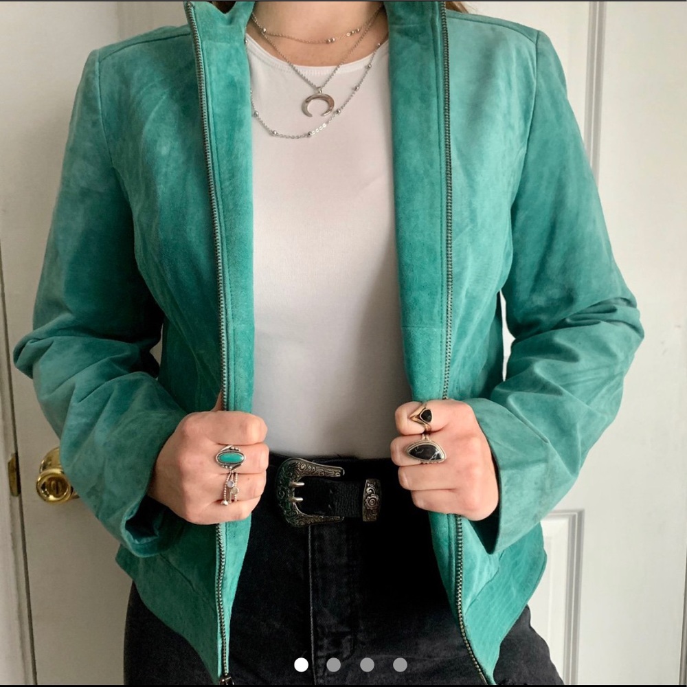 Valerie Stevens Turquoise Suede Leather Jacket